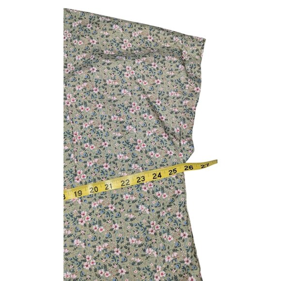 Floral Button-Up Shirt XXL Green & Pink Short Sleeve 100% Cotton - Picture 9 of 9